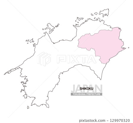 Map of Japan Shikoku Tokushima Prefecture No Prefectural Borders 01 129970320
