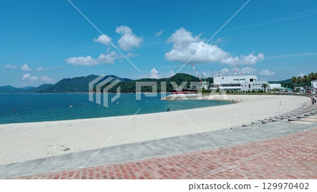 夏日大海與藍天的寧靜景色 129970402