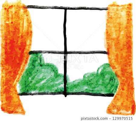 房間窗戶景觀插圖 129970515