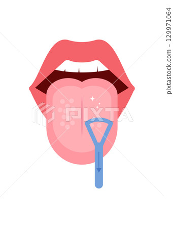 Clean the tongue using a tongue scraper. Stock Illustration Vector Illustration 129971064