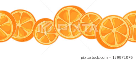 Orange border frame with slices in center Orange border frame with slices in center 129971076