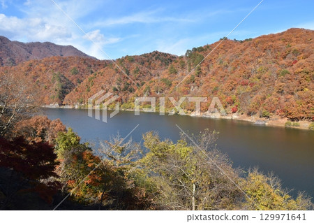 栃木縣石澤湖的秋葉很美 129971641