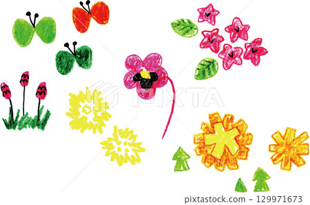 colorful flower line set colorful flower line set 129971673