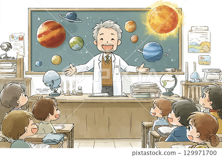 用圖片講授科學的老師 129971700