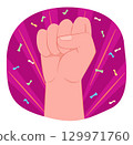 Human Hand Raising Fist Up in the Air for Winning, Championship and Victory Concept Illustration Clip Art 129971760