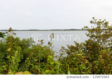 [Lake Furen as seen from the observation deck at Swan 44 Nemuro, Japan's easternmost roadside station, in Nemuro City] 129972063