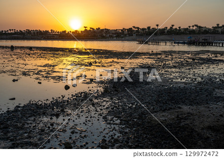 Sunset View Over Marsa Alam Lagoon and Pier Sunset View Over Marsa Alam Lagoon and Pier 129972472