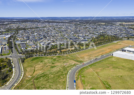 Residential houses in the suburb of Oran Park in NSW, Australia Residential houses in the suburb of Oran Park in NSW, Australia 129972680
