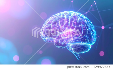 大腦閃亮的神經迴路：科技與科學概念 129972853