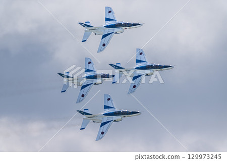 Summer blue sky and the Blue Impulse at Matsushima Air Base, Higashimatsushima City, Miyagi Prefecture Summer blue sky and the Blue Impulse at Matsushima Air Base, Higashimatsushima City, Miyagi Prefecture 129973245
