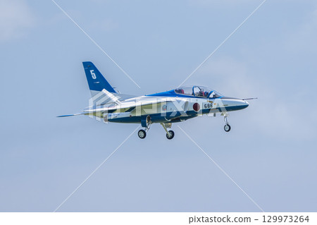 Summer blue sky and the Blue Impulse at Matsushima Air Base, Higashimatsushima City, Miyagi Prefecture 129973264
