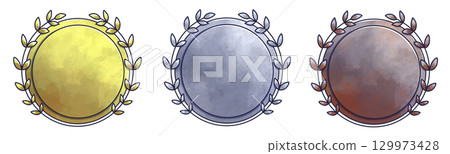 排名用水彩獎牌材料 129973428