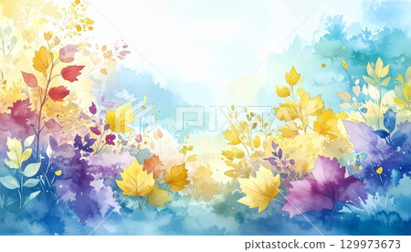 Vibrant Harmony of Color: Abstract Nature in Watercolor 129973673