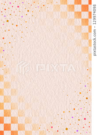 日本圖案格子框架，日本紙，垂直 129974098