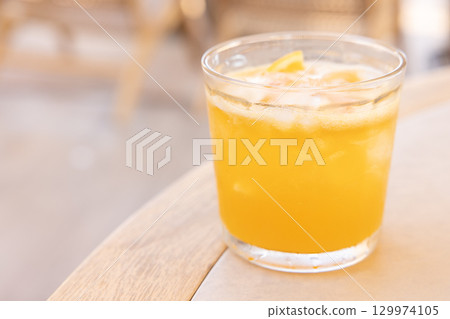 A delicious, cold tropical highball to drink at the resort A delicious, cold tropical highball to drink at the resort 129974105