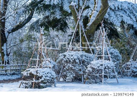 高岡城公園被大雪覆蓋 高岡城公園被大雪覆蓋 129974149