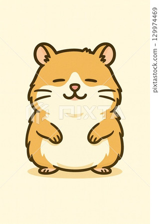 Illustration of a hamster facing forward 129974469