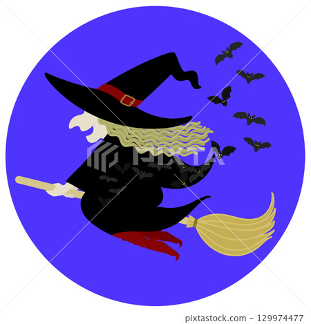 Halloween_Witch and Bat Halloween_Witch and Bat 129974477