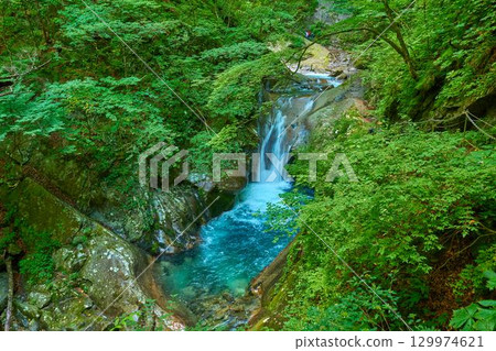 View of the Sadazumi Falls in Nishizawa Valley, Yamanashi City, Yamanashi Prefecture 129974621