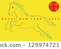 2026 馬年新年賀卡 馬 插畫藝術 129974721