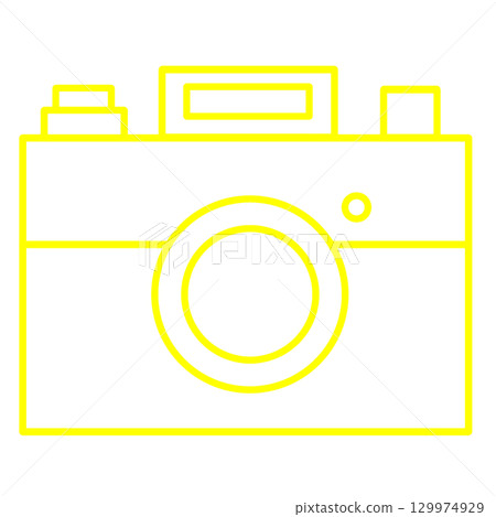 Yellow camera line drawing illustration Bright and pop transparent material 129974929