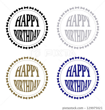 生日快樂花環式字母標誌（4 種基本顏色） 129975021