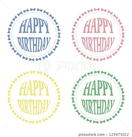 Happy Birthday wreath-style letter logo (set of 4 muted pastels) 129975022