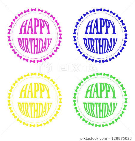 Happy Birthday wreath-style letter logo (vivid color set of 4) 129975023