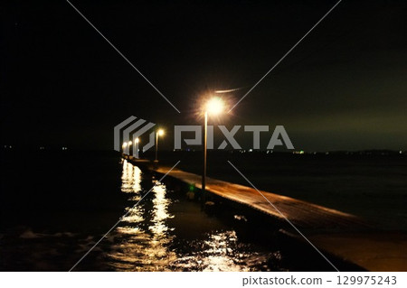Night view of the Boso Peninsula: Okamoto Pier 129975243