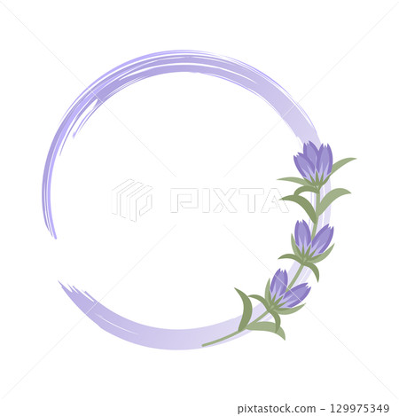 Gentian circle frame 02 | Autumn flower illustration 129975349