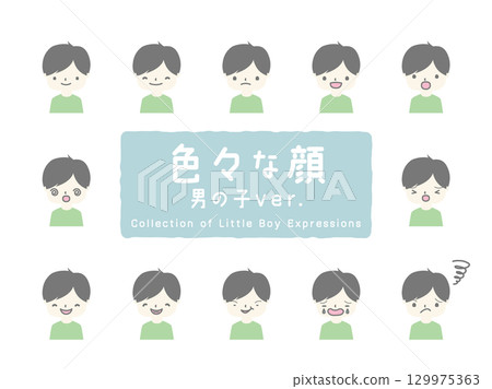人物男孩面部表情 - 適用於日常生活、商業和教育 129975363