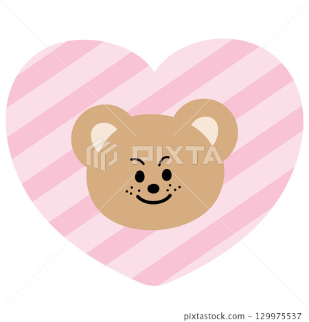 Cute illustration of teddy bear and pink heart for Valentine's Day, decoration, zoo, animal, souvenir shop, patch, plush toy, kid doll, stickers, cartoon character, comic, mascot, standee 129975537