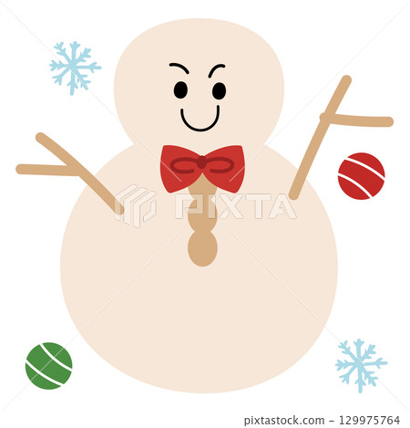 Christmas illustration of snowman and snowflake for Christmas decoration, winter festive season, card print, December element, gift wrap, packaging, cartoon character, sticker, mascot, icons Christmas illustration of snowman and snowflake for Christmas decoration, winter festive season, card print, December element, gift wrap, packaging, cartoon character, sticker, mascot, icons 129975764