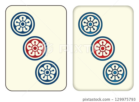 Mahjong tiles_Sanpin_3 Mahjong tiles_Sanpin_3 129975793