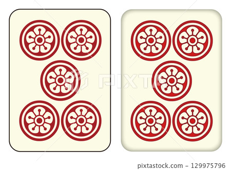 Mahjong tile_Five tubes/Woo Ping_Red Dora 5 Mahjong tile_Five tubes/Woo Ping_Red Dora 5 129975796