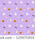 Pop Halloween Night Seamless Background Pattern - Purple 129975859