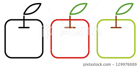 Colorful square apple icon set Colorful square apple icon set 129976089