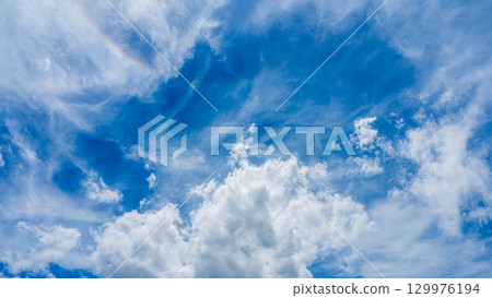 頭暈現象和許多白雲在兩層中流動 129976194