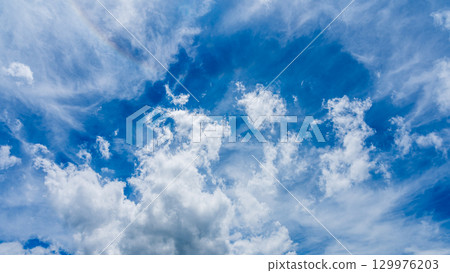頭暈現象和許多白雲在兩層中流動 129976203
