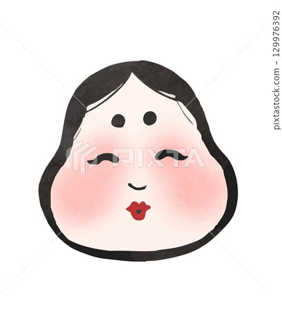 Illustration material: Happy Okame 129976392