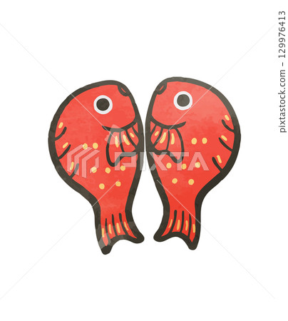 Illustration material: Happy sea bream 3 129976413