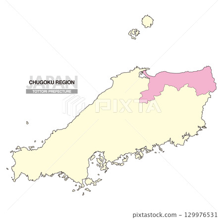 Map of Japan Chugoku Region Tottori Prefecture No Prefectural Borders 02 129976531
