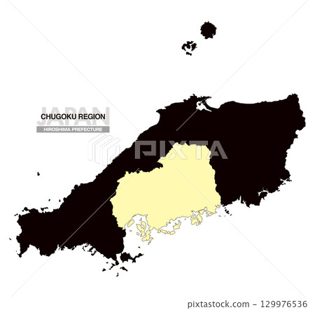 Map of Japan Chugoku Region Hiroshima Prefecture No Prefectural Borders 03 129976536