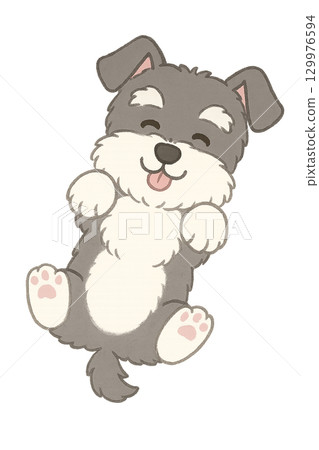 [Cute Animal Character] Lying Down Miniature Schnauzer | Educational Materials for Children 129976594