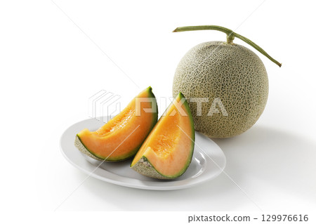 產自北海道富良野的白底紅肉甜瓜 129976616