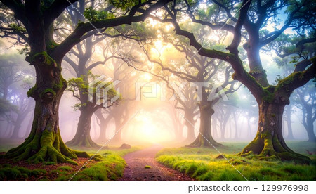 神秘林道：古木參天，雲霧繚繞，奇幻景觀 129976998