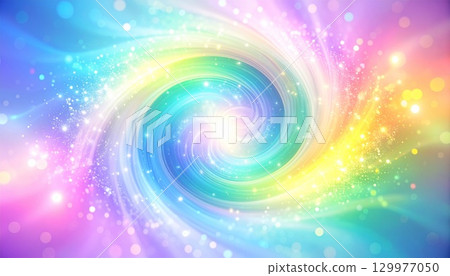彩虹光漩渦和閃閃發光的粒子 彩虹光漩渦和閃閃發光的粒子 129977050
