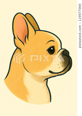 Dog profile / French bulldog illustration Generative AI 129977069