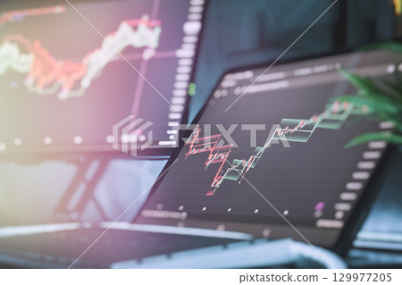 Uptrend stock chart on digital tablet Uptrend stock chart on digital tablet 129977205