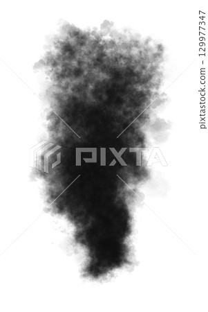 Dense black steam or smoke cloud isolated on transparent background realistic heavy vapor or pollution texture effect Dense black steam or smoke cloud isolated on transparent background realistic heavy vapor or pollution texture effect 129977347